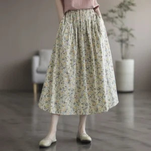 Floral Cotton Midi Skirt – Urban Leisure Style