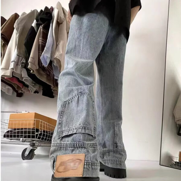 Retro Washed High-Waisted Wide Leg Jeans – Unisex 90s Style - Image 2