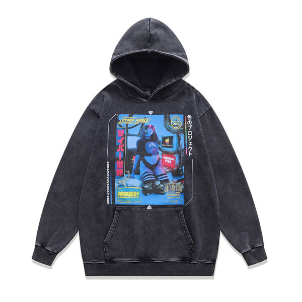 Spray Art Vintage Hoodie – Washed Cotton Oversized Graphic Sweatshirt - Image 5