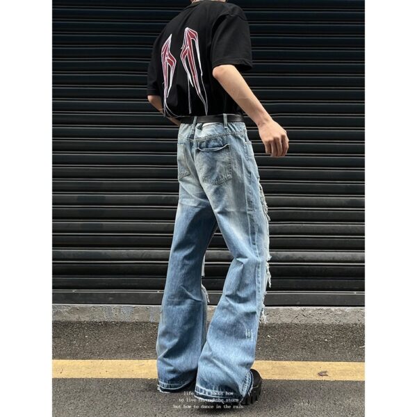 Distressed Micro-Flare Jeans – 2000s Style Ripped Denim with Vintage Wash - Image 3