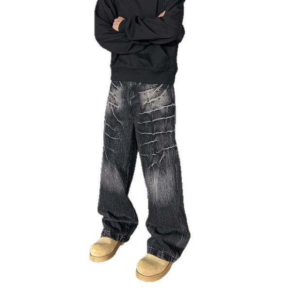 Washed Vintage Lightning Jeans – 90s-Inspired Graphic Denim for Men
