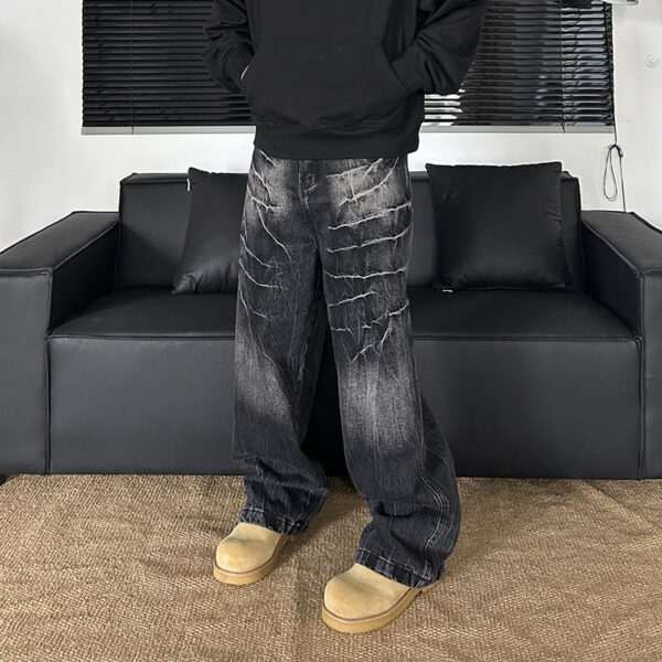 Washed Vintage Lightning Jeans – 90s-Inspired Graphic Denim for Men - Image 2