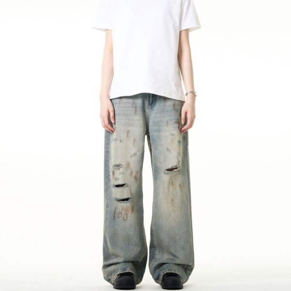 Washed Vintage Ripped Denim Jeans – Relaxed Summer Fit for Men - Image 6
