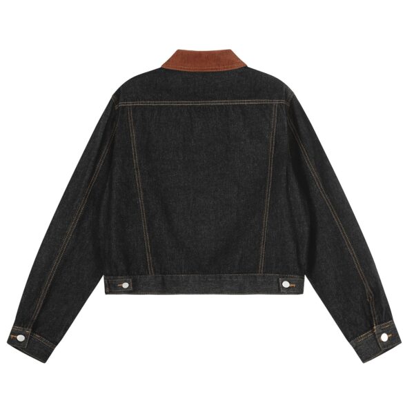 Corduroy collar denim vintage washed vintage jacket - Image 4