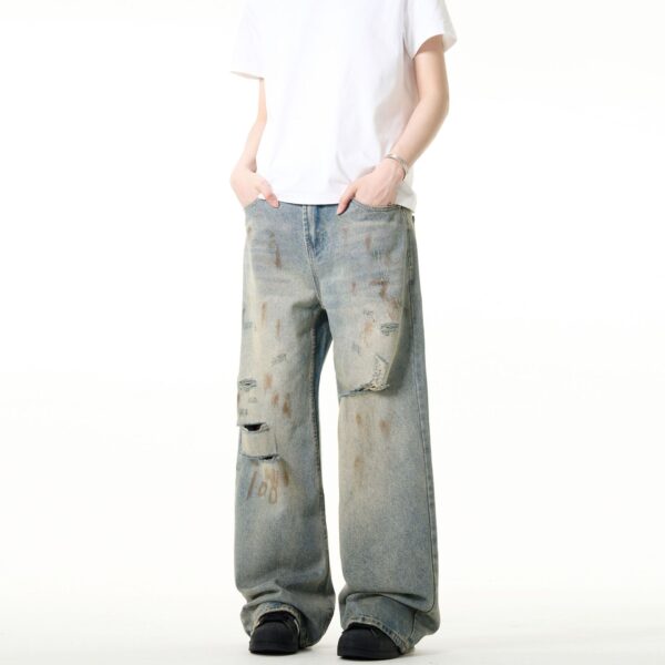 Washed Vintage Ripped Denim Jeans – Relaxed Summer Fit for Men - Image 5