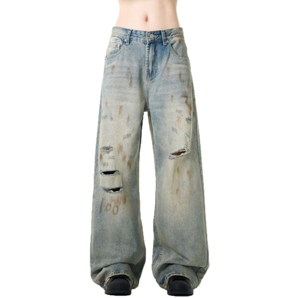 Washed Vintage Ripped Denim Jeans – Relaxed Summer Fit for Men